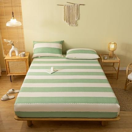 卧趣家纺 2023新款全棉老粗布单品系列单床笠 旷野-绿