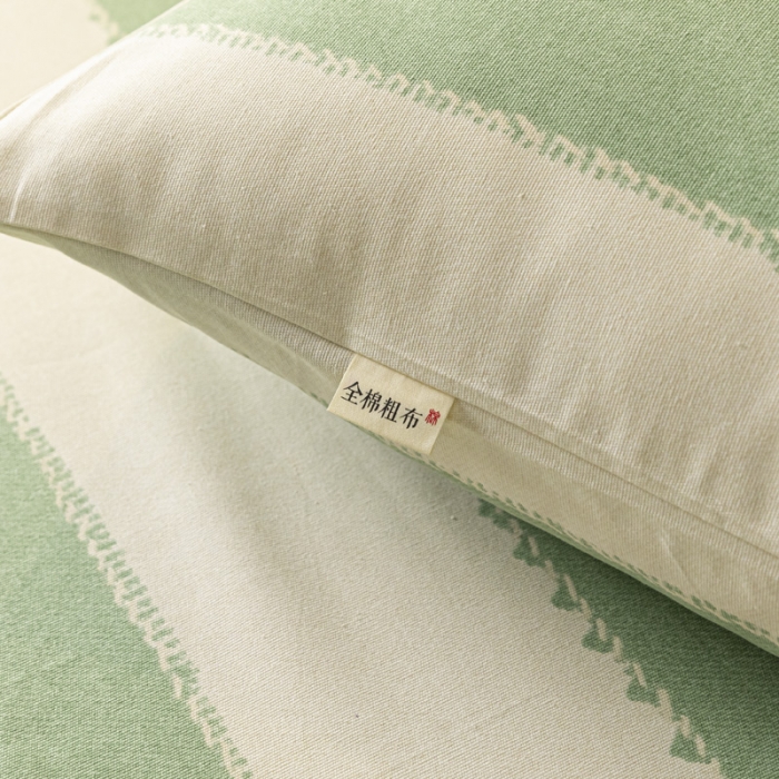 91家纺网 家纺一手货源 找家纺 卧趣家纺 2023新款全棉老粗布单品系列单床笠 旷野-绿