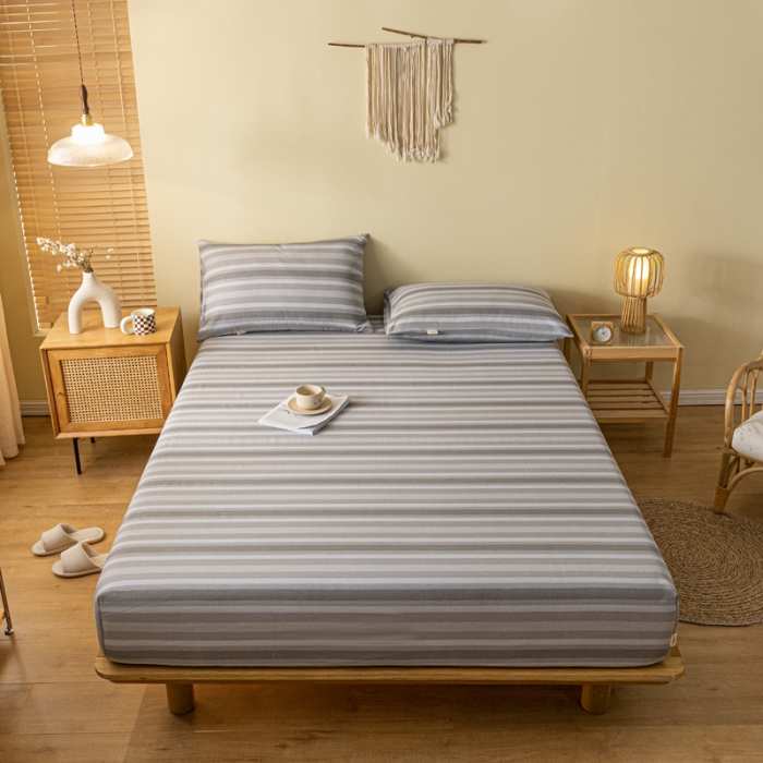 91家纺网 家纺一手货源 找家纺 卧趣家纺 2023新款全棉老粗布单品系列单床笠 晴山-灰