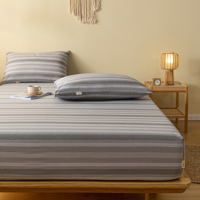 91家纺网 家纺一手货源 找家纺 卧趣家纺 2023新款全棉老粗布单品系列单床笠 晴山-灰