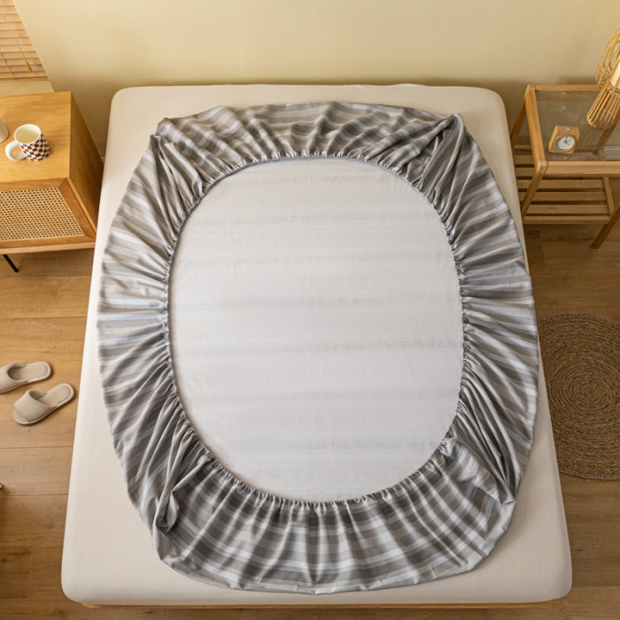 91家纺网 家纺一手货源 找家纺 卧趣家纺 2023新款全棉老粗布单品系列单床笠 晴山-灰