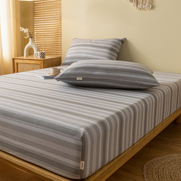 91家纺网 家纺一手货源 找家纺 卧趣家纺 2023新款全棉老粗布单品系列单床笠 晴山-灰