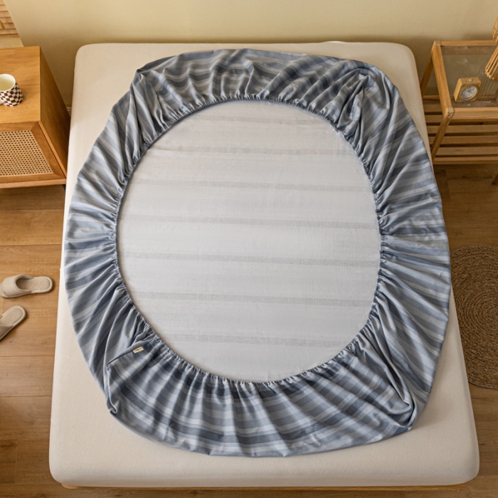 91家纺网 家纺一手货源 找家纺 卧趣家纺 2023新款全棉老粗布单品系列单床笠 晴山-兰