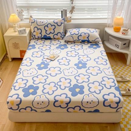 卧趣家纺 2023新款全棉老粗布单品系列单床笠 奶油