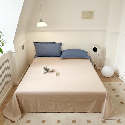 91家纺网 家纺一手货源 找家纺 （总）嘉汀兰 2023新款全棉色织水洗棉纯色撞色款单床单