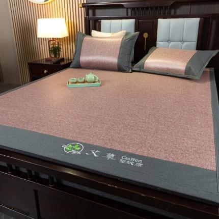 莱轩席业 2023新款艾草双面凉感冰藤席 艾草-粉