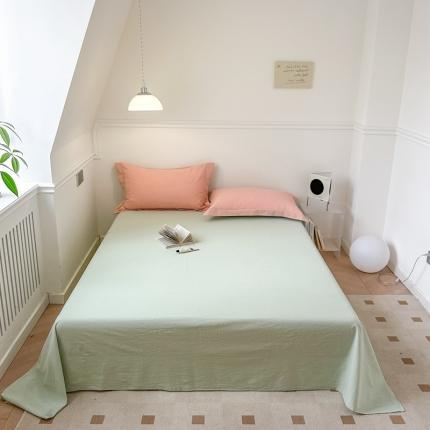 （总）嘉汀兰 2023新款全棉色织水洗棉纯色撞色款单床单