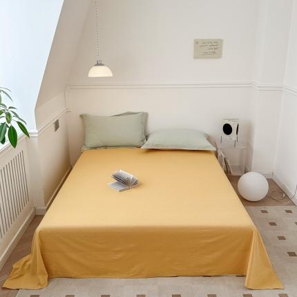 嘉汀兰 2023新款全棉色织水洗棉纯色撞色款单床单 黄