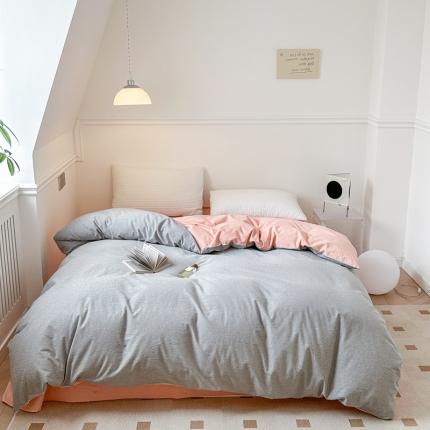 嘉汀兰 2023新款全棉色织水洗棉纯色撞色款单被套 少女的山茶花