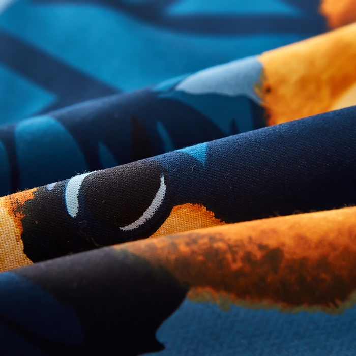 91家纺网 家纺一手货源 找家纺 雲归梦2022年新款加厚全棉大版四件套第二批-格条卡通 潮酷熊蓝