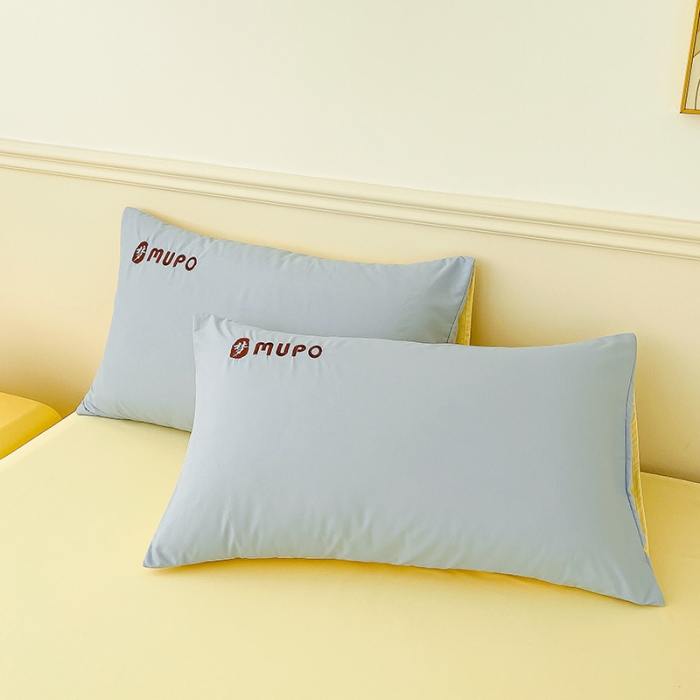 91家纺网 家纺一手货源 找家纺 曼谷 新款纯色简约刺绣四件套柔软磨毛床上用品水洗棉套件 梦-蓝芝士