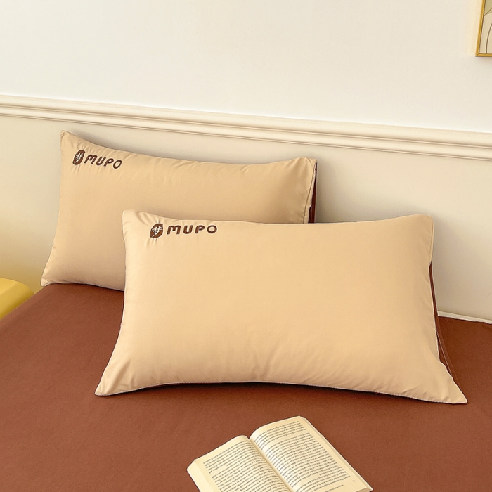 91家纺网 家纺一手货源 找家纺 曼谷 新款纯色简约刺绣四件套柔软磨毛床上用品水洗棉套件 梦-奶咖