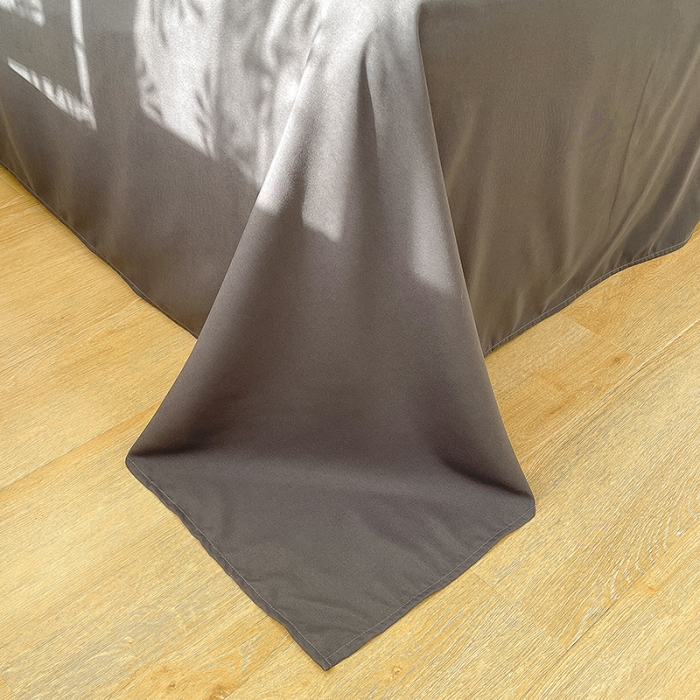 91家纺网 家纺一手货源 找家纺 曼谷 新款纯色简约刺绣四件套柔软磨毛床上用品水洗棉套件 梦-时尚灰