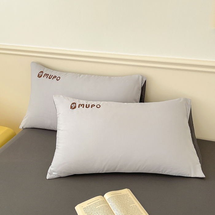 91家纺网 家纺一手货源 找家纺 曼谷 新款纯色简约刺绣四件套柔软磨毛床上用品水洗棉套件 梦-时尚灰