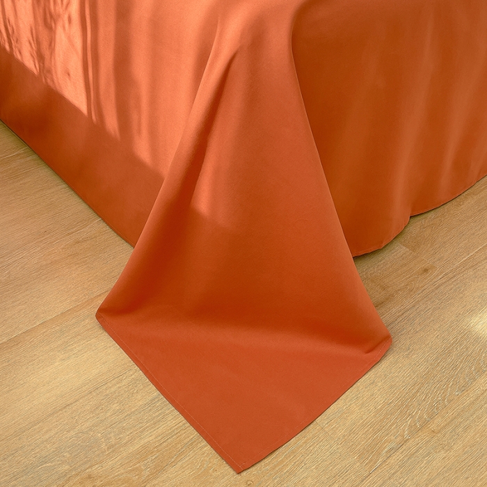 91家纺网 家纺一手货源 找家纺 曼谷 新款纯色简约刺绣四件套柔软磨毛床上用品水洗棉套件 梦-芝士橘