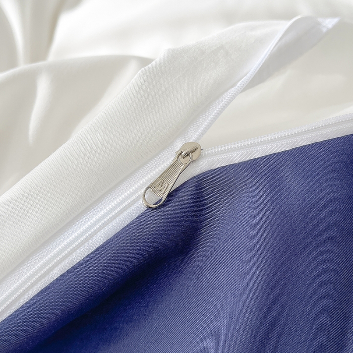 91家纺网 家纺一手货源 找家纺 曼谷 新款纯色简约刺绣四件套柔软磨毛床上用品水洗棉套件 梦-白藏青