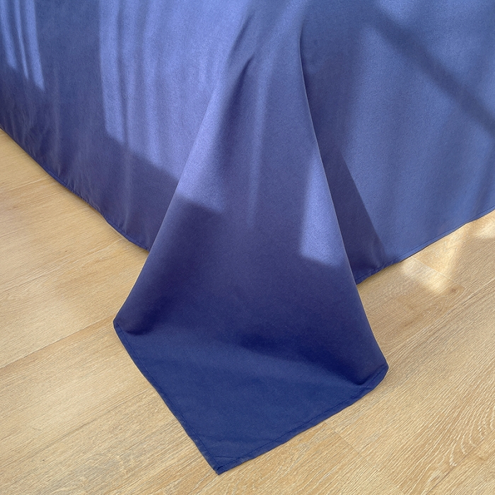 91家纺网 家纺一手货源 找家纺 曼谷 新款纯色简约刺绣四件套柔软磨毛床上用品水洗棉套件 梦-白藏青