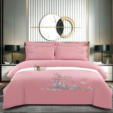 91家纺网 家纺一手货源 找家纺 （总）浩情国际2026新120支长绒棉高端刺绣四件套一路相伴