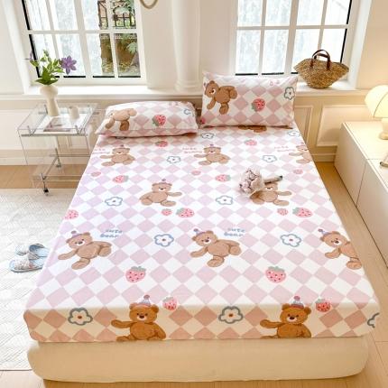 优彩 2023新款全棉舒适13372单床笠 草莓小熊