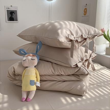 曼谷 新款系带枕套单只装一对绑带款枕套 系带-奶茶