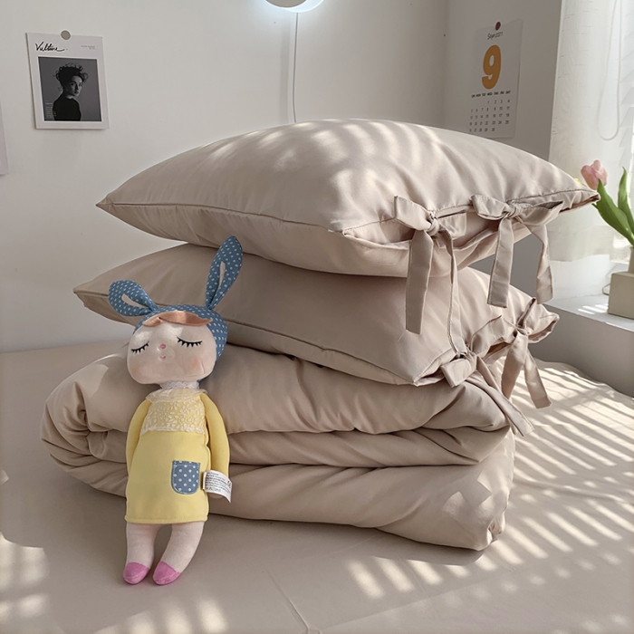 91家纺网 家纺一手货源 找家纺 曼谷 新款系带枕套单只装一对绑带款枕套 系带-奶茶