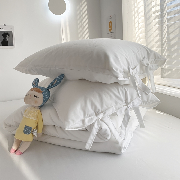 91家纺网 家纺一手货源 找家纺 曼谷 新款系带枕套单只装一对绑带款枕套 系带-椰奶