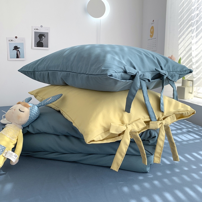 91家纺网 家纺一手货源 找家纺 曼谷 新款系带枕套单只装一对绑带款枕套 系带-月影兰+布丁