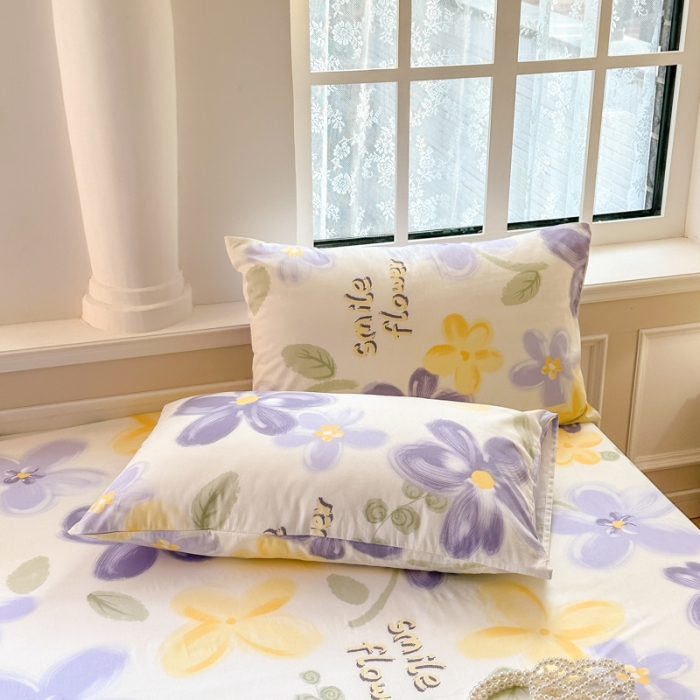 91家纺网 家纺一手货源 找家纺 优彩 2023新款全棉舒适13372单品枕套 花韵