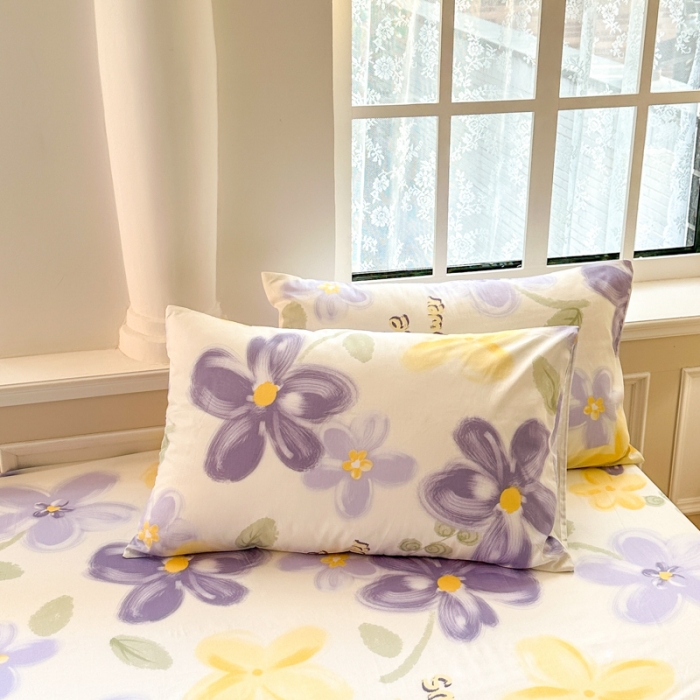 91家纺网 家纺一手货源 找家纺 优彩 2023新款全棉舒适13372单品枕套 花韵