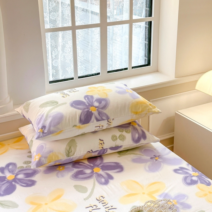 91家纺网 家纺一手货源 找家纺 优彩 2023新款全棉舒适13372单品枕套 花韵