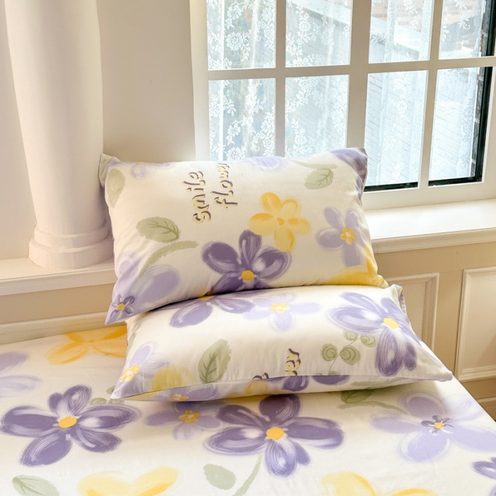 91家纺网 家纺一手货源 找家纺 优彩 2023新款全棉舒适13372单品枕套 花韵