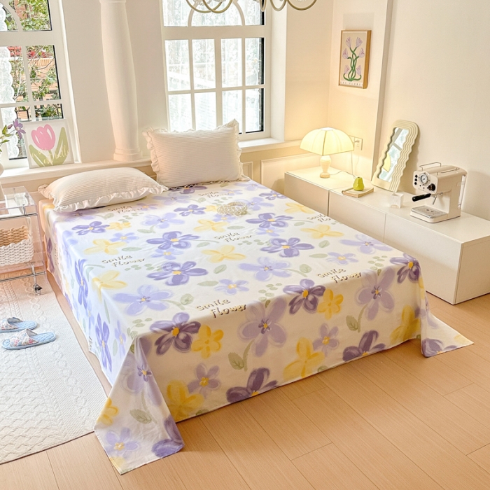 91家纺网 家纺一手货源 找家纺 优彩 2023新款全棉舒适13372单床单 花韵