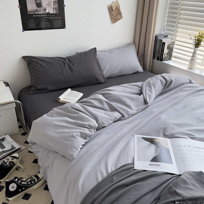 91家纺网 家纺一手货源 找家纺 （总）曼谷 新款亲肤棉纯色双拼北欧风碎花简约四件套