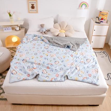 91家纺网 家纺一手货源 找家纺 十九色 2025新款凉感豆豆针织棉冰感夏被 彩虹熊宝