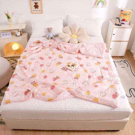 91家纺网 家纺一手货源 找家纺 十九色 2025新款凉感豆豆针织棉冰感夏被 草莓果果