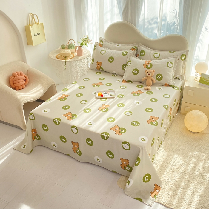 91家纺网 家纺一手货源 找家纺 八十八家纺2025新款全棉12868系列四件套单品床单 字母熊