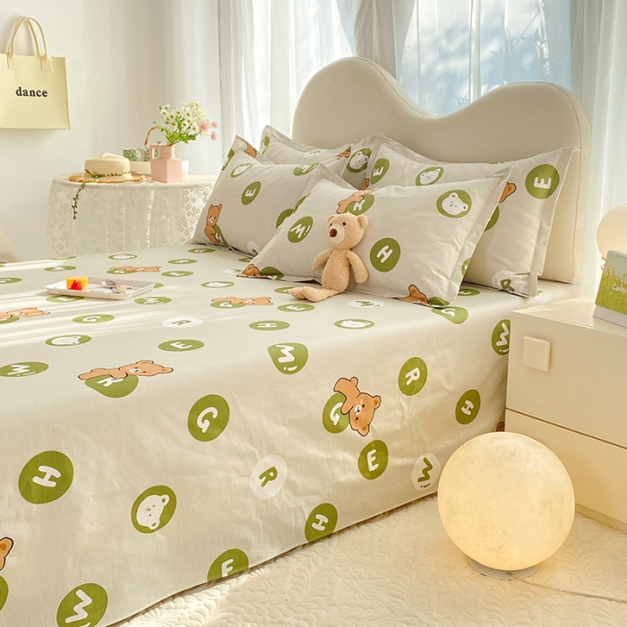 91家纺网 家纺一手货源 找家纺 八十八家纺2025新款全棉12868系列四件套单品床单 字母熊