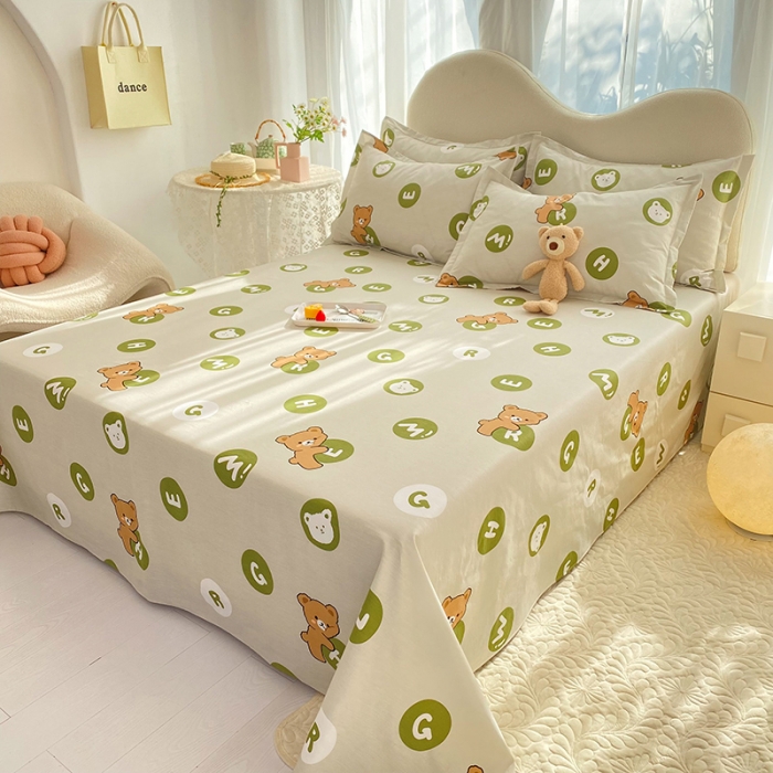 91家纺网 家纺一手货源 找家纺 八十八家纺2025新款全棉12868系列四件套单品床单 字母熊