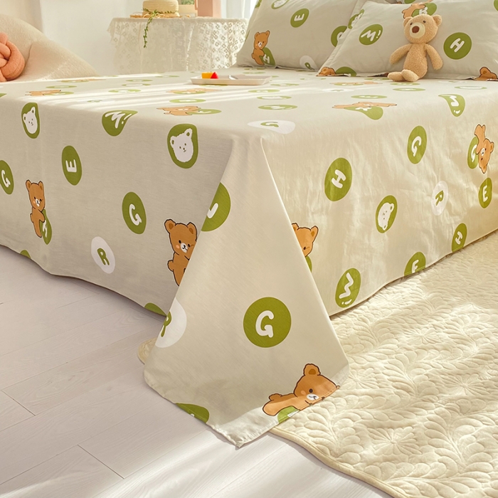 91家纺网 家纺一手货源 找家纺 八十八家纺2025新款全棉12868系列四件套单品床单 字母熊