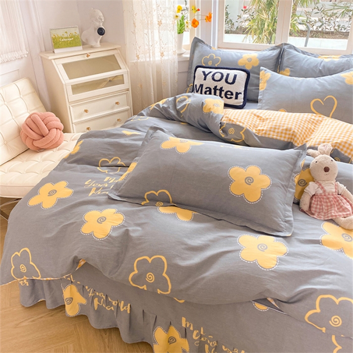 91家纺网 家纺一手货源 找家纺 八十八家纺 2025新款全棉12868床裙款四件套 花怡梦