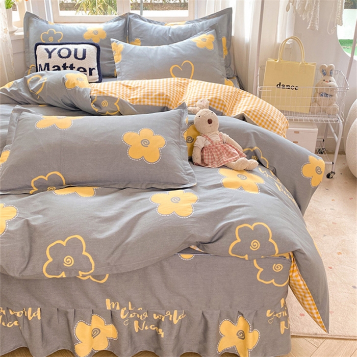 91家纺网 家纺一手货源 找家纺 八十八家纺 2025新款全棉12868床裙款四件套 花怡梦