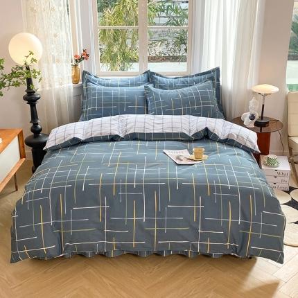 八十八家纺 2025新款全棉12868床裙款四件套 摩登心情