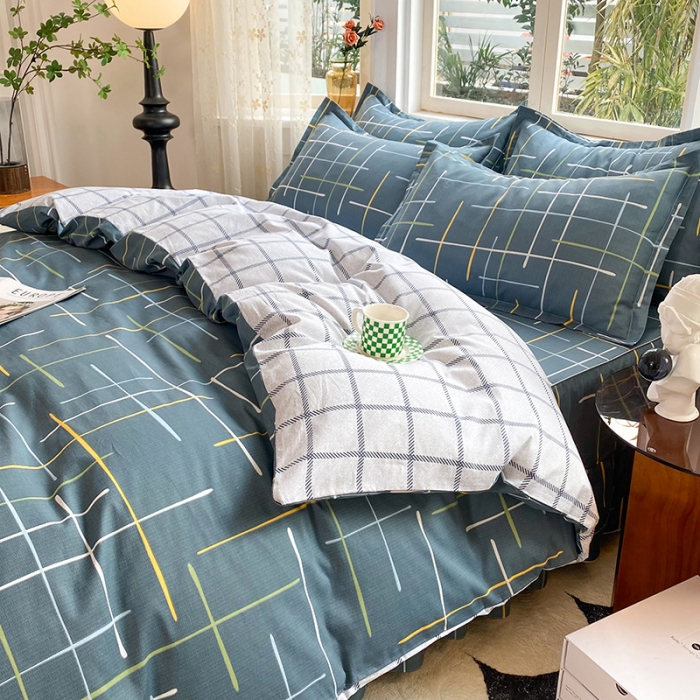 91家纺网 家纺一手货源 找家纺 八十八家纺 2025新款全棉12868床裙款四件套 摩登心情