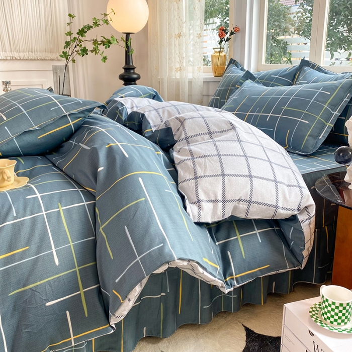 91家纺网 家纺一手货源 找家纺 八十八家纺 2025新款全棉12868床裙款四件套 摩登心情