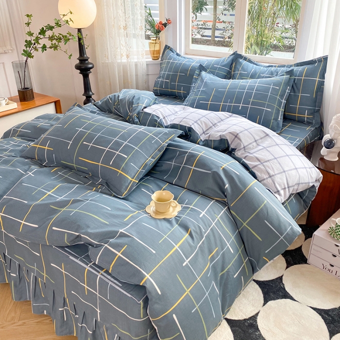 91家纺网 家纺一手货源 找家纺 八十八家纺 2025新款全棉12868床裙款四件套 摩登心情