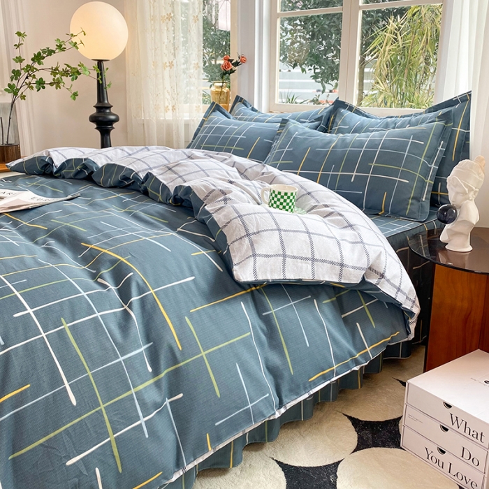 91家纺网 家纺一手货源 找家纺 八十八家纺 2025新款全棉12868床裙款四件套 摩登心情