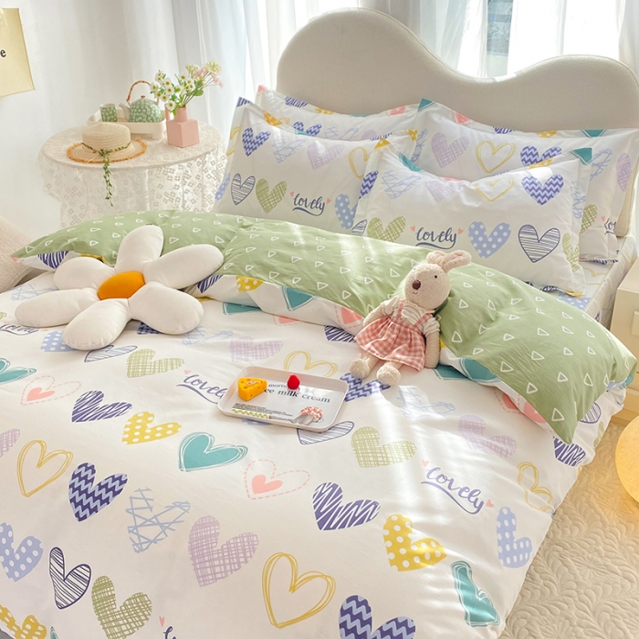 91家纺网 家纺一手货源 找家纺 八十八家纺 2025新款全棉12868床裙款四件套 心动时刻