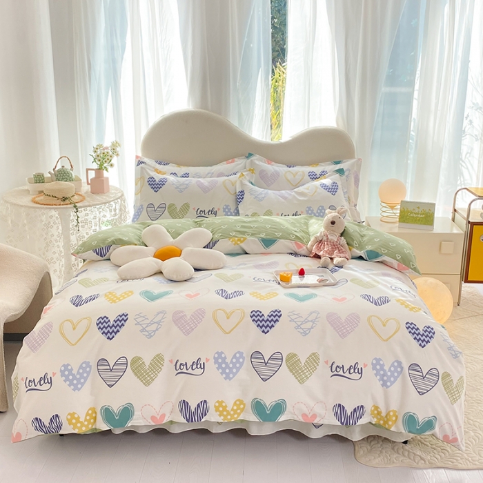 91家纺网 家纺一手货源 找家纺 八十八家纺 2025新款全棉12868床裙款四件套 心动时刻