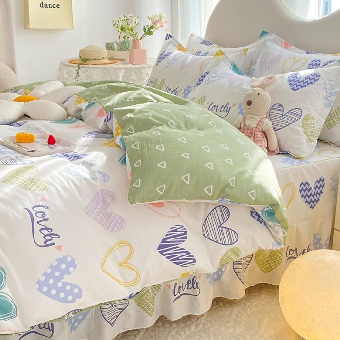 91家纺网 家纺一手货源 找家纺 八十八家纺 2025新款全棉12868床裙款四件套 心动时刻