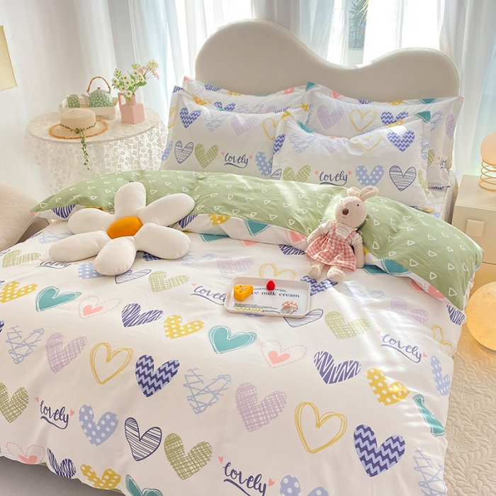 91家纺网 家纺一手货源 找家纺 八十八家纺 2025新款全棉12868床裙款四件套 心动时刻